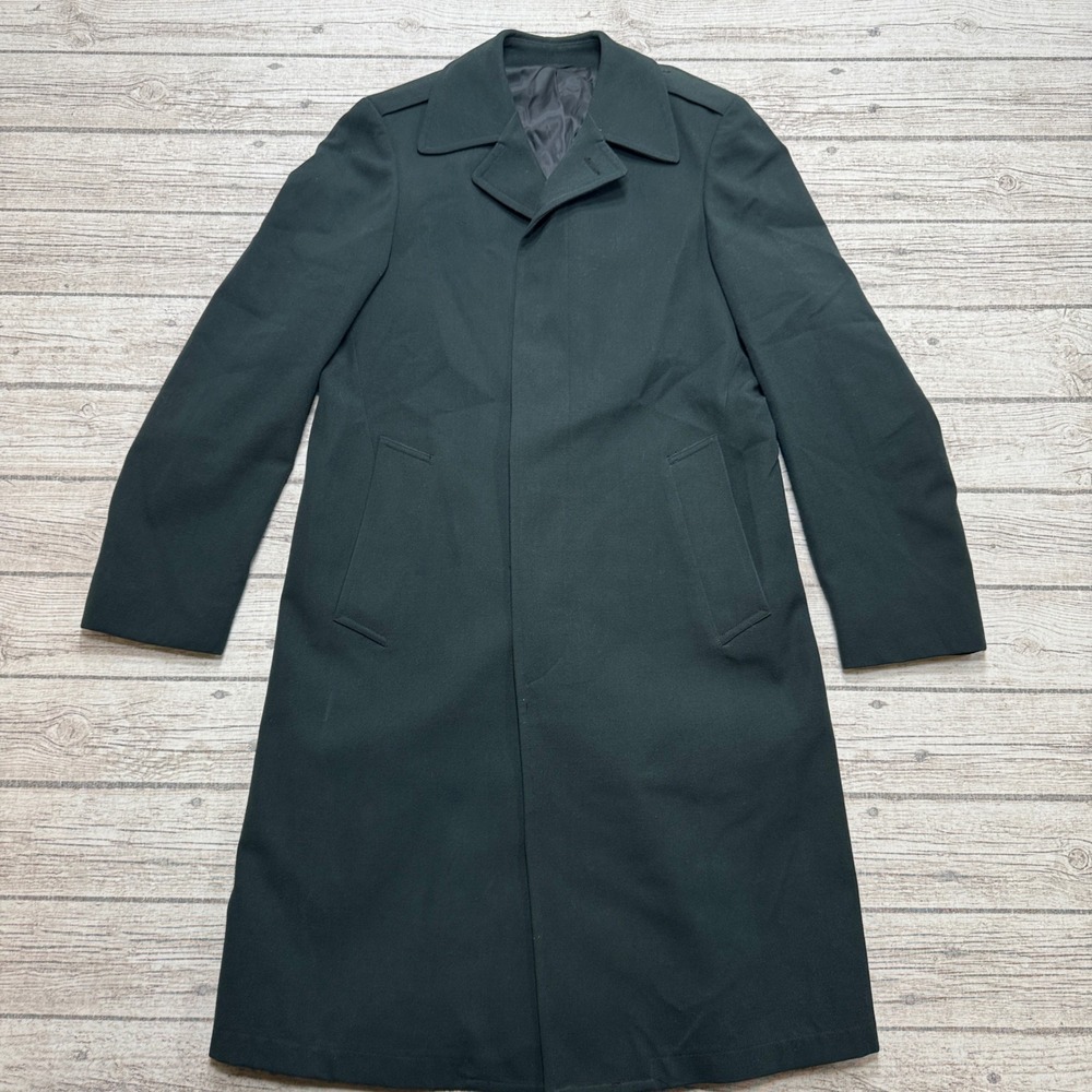 Vintage 70s Military Trench Coat Men's Small Dark Green Josef Freed Outdoor Army